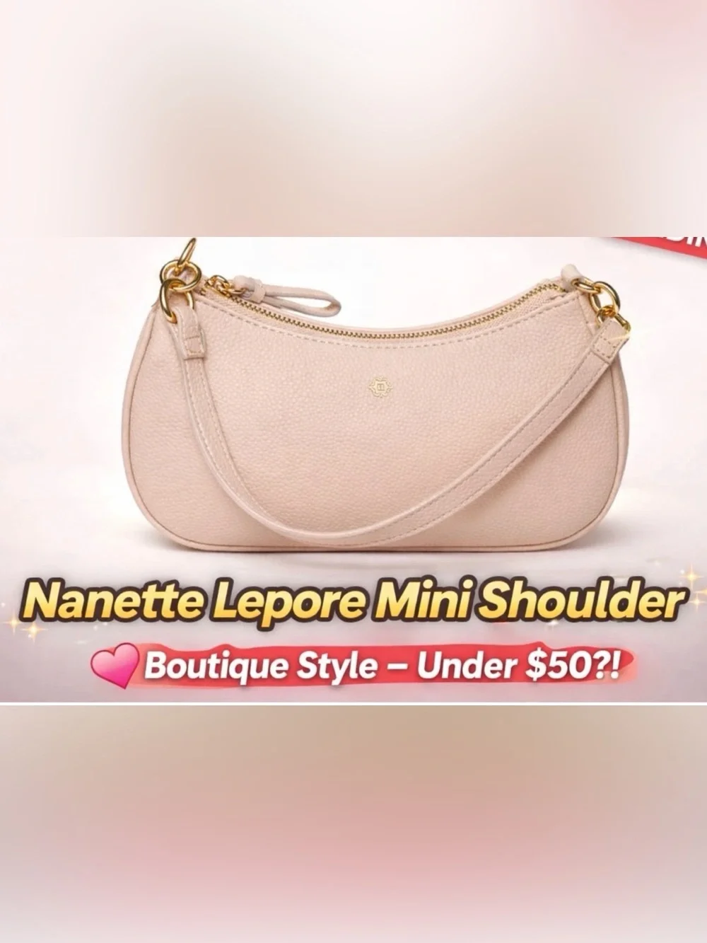 Nanette Lepore Pale Pink Crescent Shoulder Bag